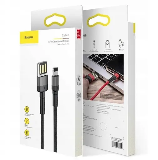 Дата кабель Baseus Cafule Lightning Cable Special Edition 1.5A (2m) (CALKLF-H) Серый - фото 5