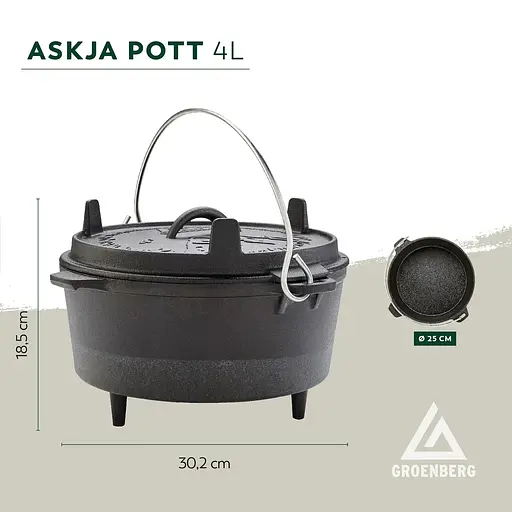 Котел с крышкой Groenberg Askja Pot Black 25 см 4 л (DAS303243) - фото 13