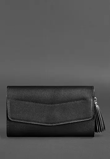 Женская кожаная сумка Элис угольно-черная - фото 2