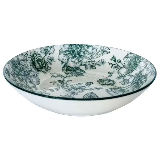 Тарелка суповая Limited Edition Blossom Green 20 см белая (YF7002-3) - фото 1