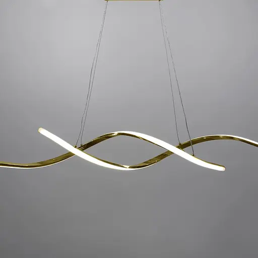 Видовжена хвилеподібна люстра у золотому корпусі довжиною 100 см | Арт. H 18L-1000 GD | Line F - фото 2