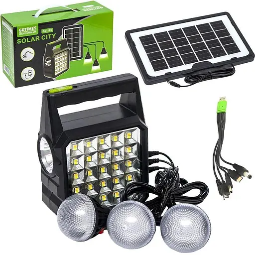 Портативна станція GDTimes GD-105 на сонячній батареї з ліхтарем з трьома лампочками з функцією Power Bank - фото 3