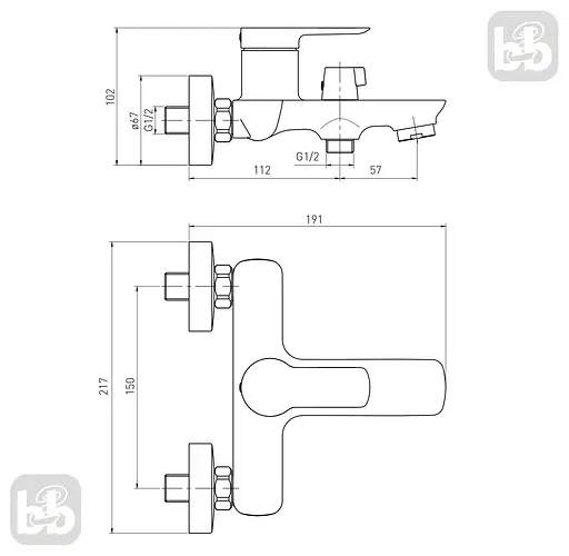 Змішувач для ванни 35 мм de la noche Volle Libra 1521.030104 Чорний матовий - фото 2