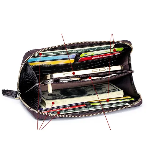 Кошелек логер кожаный с тиснением рептилия BULL 10х19.5х2.5 см acs0032228 - фото 2