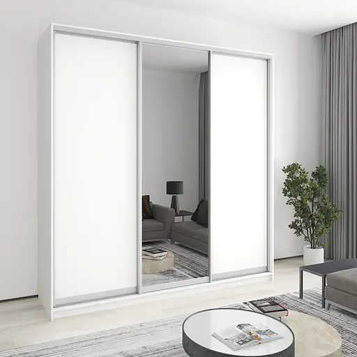 Шкаф-купе трехдверный MebelStar Комбо AL 2ДСП/Зеркало 230x60x240 см Аляска белый (MBS-2105)