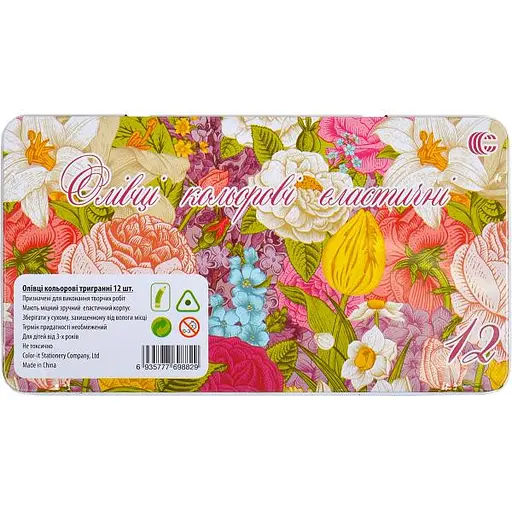 Набор карандашей 12 цветов COLOR-IT CRМ555-12 Metal elastico "С" Цветы - фото 1