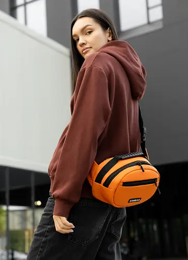 Сумка через плечо женская бананка Sambag Flex оранжевая 30×17×10 см (85351029) - фото 3