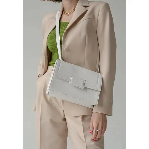 Женская кожаная сумка Kelly белая - фото 1