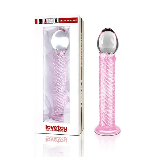 Фалоімітатор LoveToy Glass Romance 17 см рожевий - фото 2