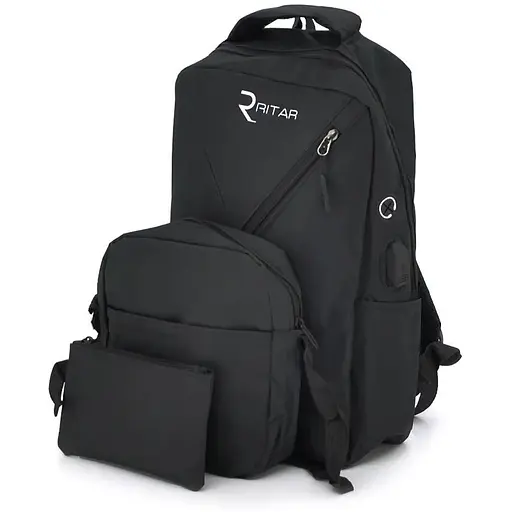 Рюкзак для ноутбука Voltronic 15.6" нейлон вихід під USB-кабель чорний Q50