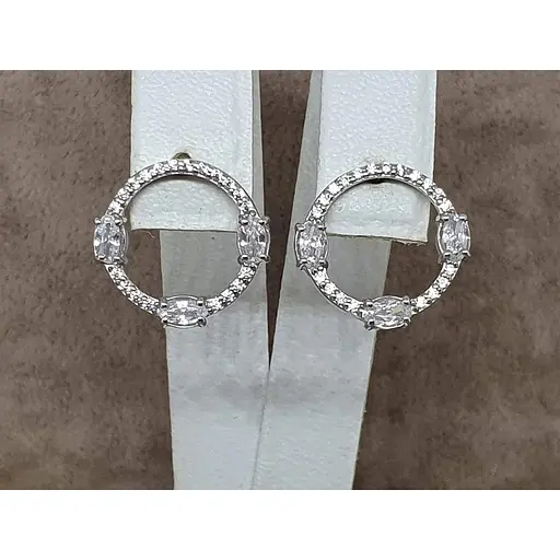 Срібні сережки-пуссети Dear з фіанітами. 3312.1С - фото 2