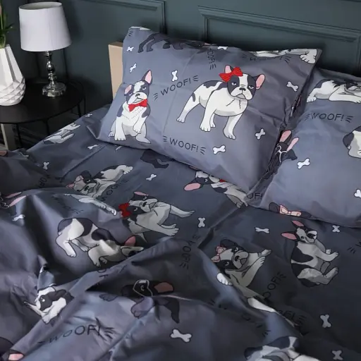 Комплект постельного белья MirSon Бязь 17-0663 Cute Pug 2 x 143 x 210 см серый (2200010011364) - фото 4
