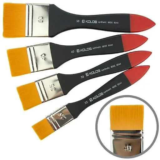 Пензель синтетика флейц Wide 8044 № 35 коротка ручка Kolos