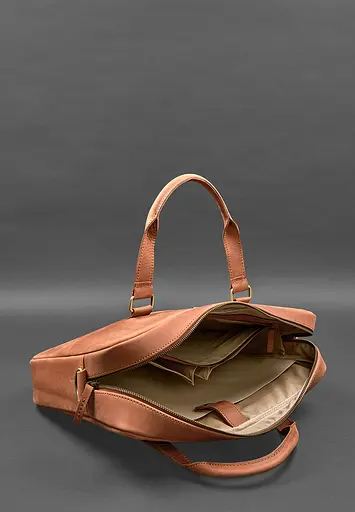 Шкіряна сумка для ноутбука та документів світло-коричнева Crazy Horse - фото 4