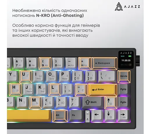 Клавиатура игровая механическая беспроводная Ajazz AK-650B Black RGB Flying Fish Switch Hot-Swap 2.4G/Bluetooth/USB - фото 15