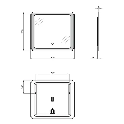 Зеркало Qtap Leo 800x700 с LED-подсветкой QT117814187080W, Белый - фото 2
