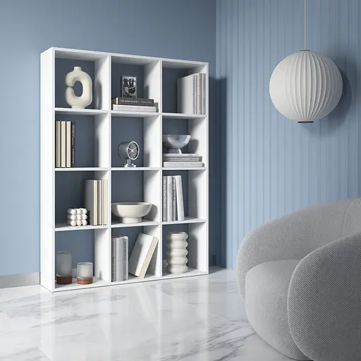 Книжная полка стеллаж Vays M-8 Белый на 12 ячеек ЛДСП 108x29x143 см для дома офиса детской или гостиной