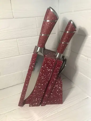 Набор ножей для кухни с подставкой Rainberg RB-8805 кухонные ножи и подставки красный - фото 1