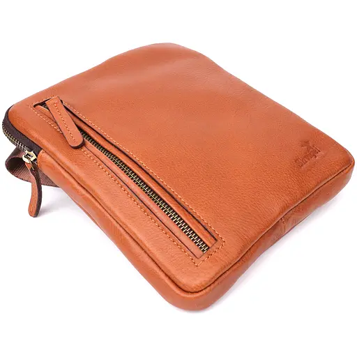 Чоловіча шкіряна сумка через плече із міцної зернистої шкіри SHVIGEL 20х22х4 см sum0027431 - фото 6