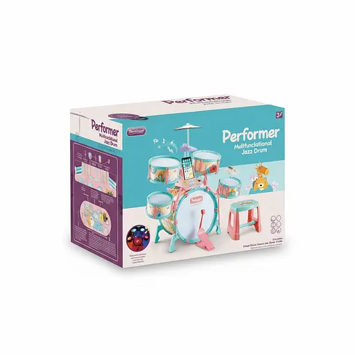 Детская музыкальная барабанная установка Q 532 B с микрофоном и подсветкой, караоке, пианино, подключением к телефону - фото 2