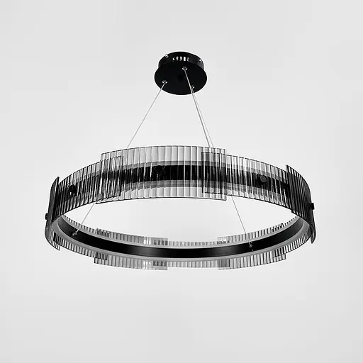 Черная кольцевая люстра с графитовыми пластинами Ø 60 см Ст. MJ 233-600 BK Line F - фото 4