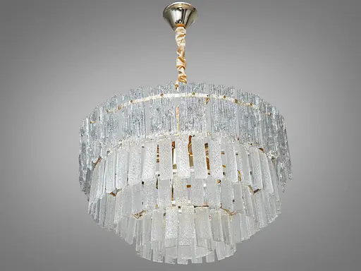 Вишукана люстра підвіс зі скляними пелюстками на 9 ламп, колір золото - фото 2