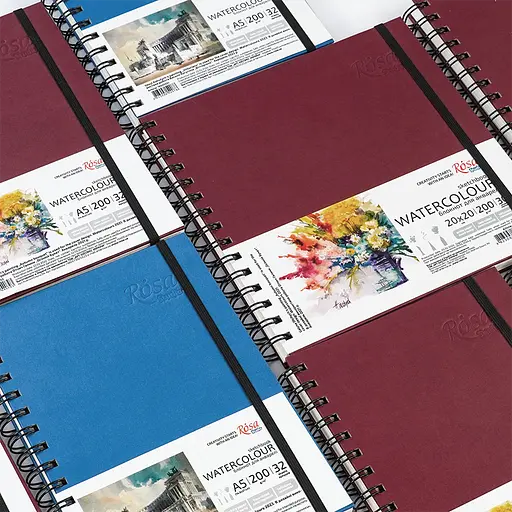 Блокнот для акварели на спирали Watercolor by Smiltanis 20х20 см 200г/м2 30 л белая бумага Бордо ROSA Studio - фото 8
