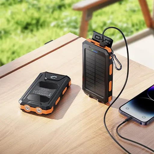 Power bank Hoco J164 8000mAh c LED ліхтариком на сонячній панелі чорний - фото 2