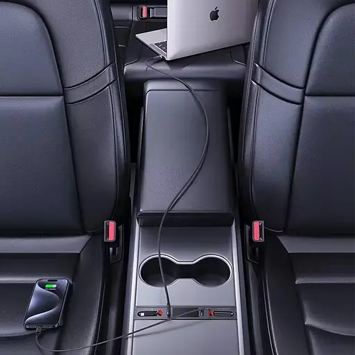 Переходник HUB Usams US-SJ649 60W Car Central Control Charging HUB For Tesla (3/Y) Tarnish - фото 3