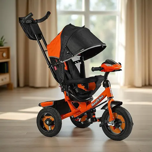 Трехколесный велосипед Best Trike 3390-38-103 с надувными колесами фарой USB и оранжевым пультом. - фото 3