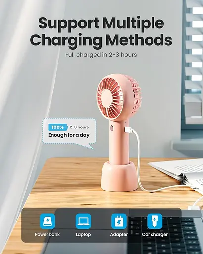 Міні-портативний вентилятор Gaiatop 3 швидкості - фото 2