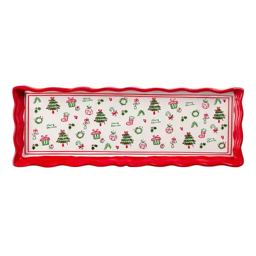 Блюдо сервировочное новогоднее для закусок Yiwu Merry Christmas 36.5×13×3 см CR-1-16 