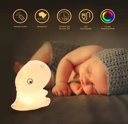 Декоративный ночник Dinosaur LJC-140 динозавр детский силиконовый светильник для сна белый игрушка - фото 4