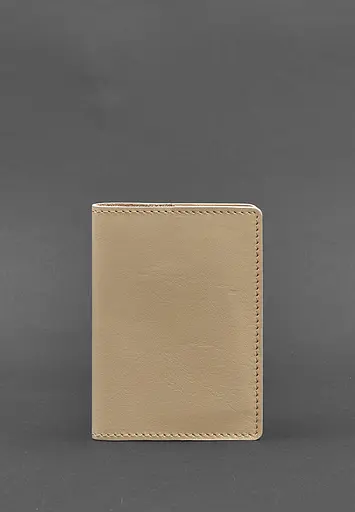 Кожаная обложка для паспорта и военного билета 1.3 светло-бежевая - фото 2