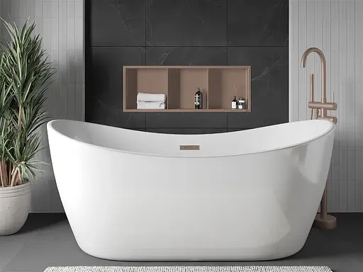 Полка в ванную встроенная Nett YBr-90, металлическая 90 см Бронза - фото 4