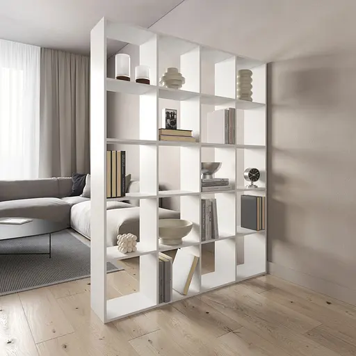 Книжная полка стеллаж Vays M-3 Белый на 20 ячеек ЛДСП 143x29x178 см для дома офиса детской или гостиной