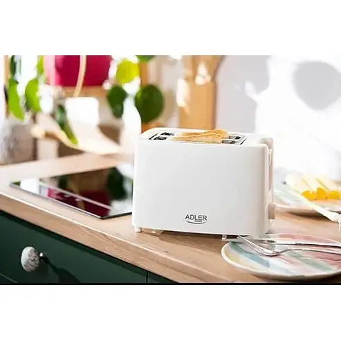 Электрический тостер Adler AD 3223 белый 900 Вт, 2 отделения, регулировка поджарки, решетка для булочек - фото 9