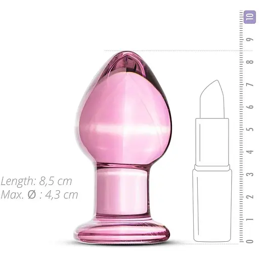 Анальна пробка Gildo Pink Glass Buttplug скло No. 27 рожева - фото 3