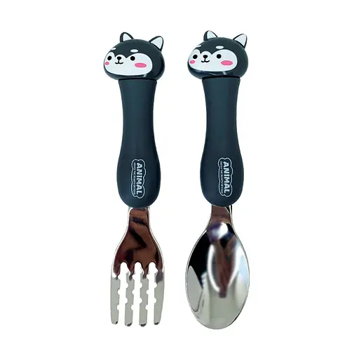 Детский набор ложка и вилка "Кот Черный" MGZ-0102(Cat-Black) в футляре
