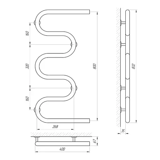 Полотенцесушитель Laris Змеевик 32 РС5 400x800 71207229, Хром - фото 2