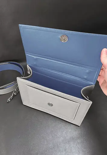 Жіноча шкіряна сумка Grace синій/сірий - фото 6