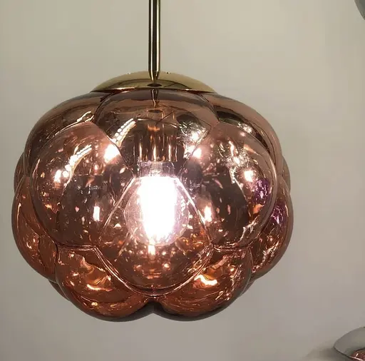 Подвес с фактурным стеклянным плафоном в розовом золоте | Line F | Арт. 0619/1 Rose gold - фото 1