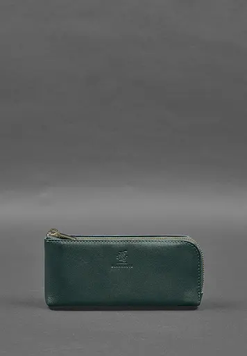 Кожаный портмоне-купюрник на молнии 14.0 зеленый - фото 2