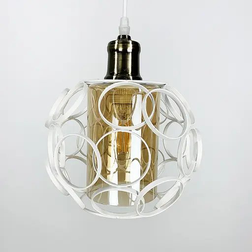 Підвіс в стилі Лофт у білому круглому корпусі Line.F Колір плафона Графітовий - фото 1