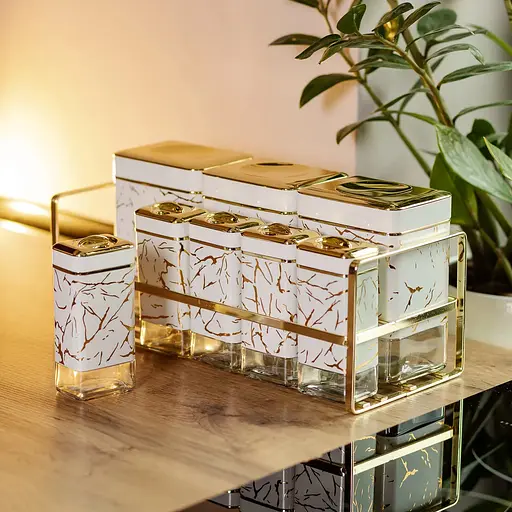 Набор емкостей для хранения Yiwu 650/150 мл на металлической белый подставке 8 шт. HP-1365 - фото 6