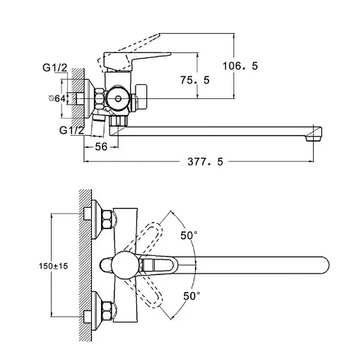 Смеситель для ванны WEZER PUD7-B045-SATIN - фото 2