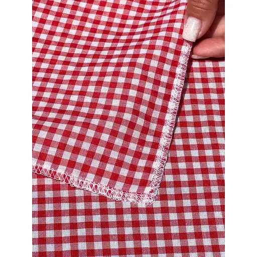 Скатертина в клітинку для столу Зефір 130х100 см (+ 2 серветки 30х40) Червона - фото 9