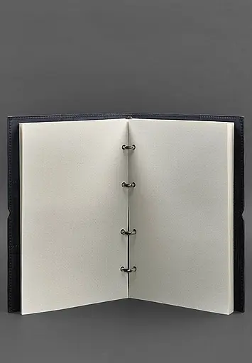 Шкіряний блокнот А4 на кільцях (Софт-бук) 9.0 в м'якій обкладинці синій Crazy Horse - фото 4