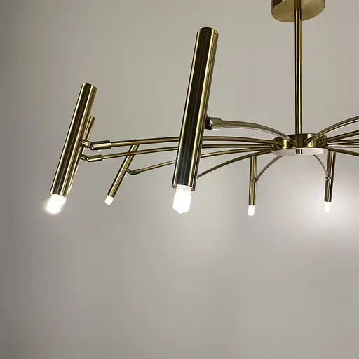 Латунна трубчаста люстра з 12 регулюючими плафонами | Арт. ST01/12 AB | Line F - фото 4