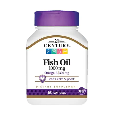 Жирные кислоты 21st Century Fish Oil 1000 мг, 60 капсул